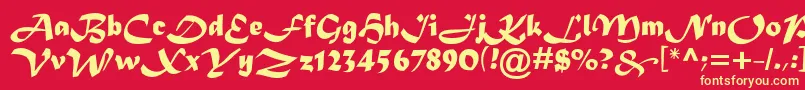 フォントMadera – 黄色の文字、赤い背景