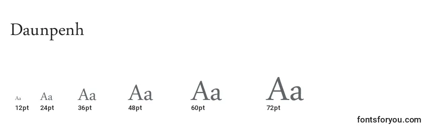 Размеры шрифта Daunpenh