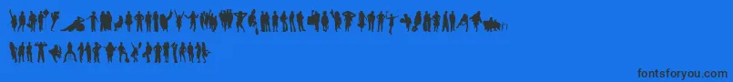 HumanSilhouettesFreeSix Font – Black Fonts on Blue Background