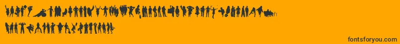 HumanSilhouettesFreeSix-Schriftart – Schwarze Schriften auf orangefarbenem Hintergrund