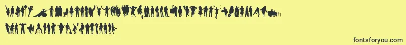 HumanSilhouettesFreeSix Font – Black Fonts on Yellow Background