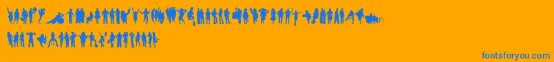 Шрифт HumanSilhouettesFreeSix – синие шрифты на оранжевом фоне