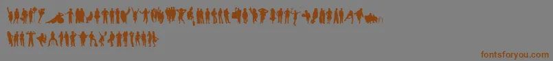 フォントHumanSilhouettesFreeSix – 茶色の文字が灰色の背景にあります。