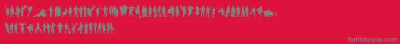 Fonte HumanSilhouettesFreeSix – fontes cinzas em um fundo vermelho