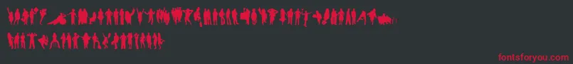 フォントHumanSilhouettesFreeSix – 黒い背景に赤い文字