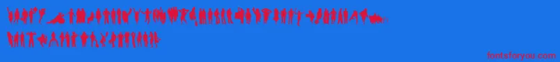 HumanSilhouettesFreeSix-Schriftart – Rote Schriften auf blauem Hintergrund