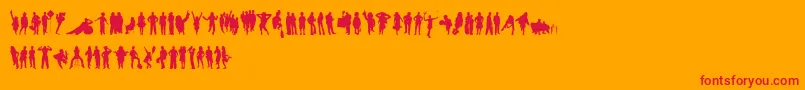 HumanSilhouettesFreeSix-Schriftart – Rote Schriften auf orangefarbenem Hintergrund