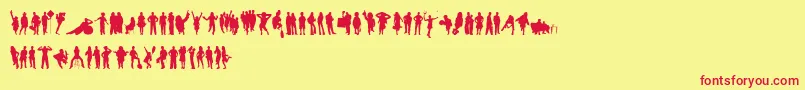 HumanSilhouettesFreeSix Font – Red Fonts on Yellow Background