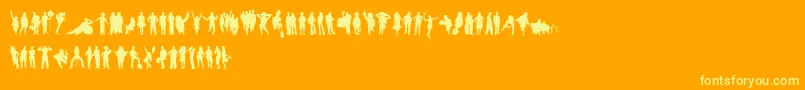 HumanSilhouettesFreeSix Font – Yellow Fonts on Orange Background