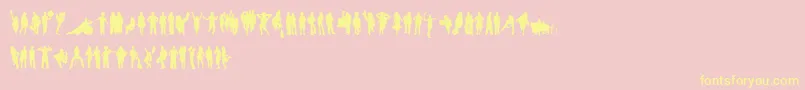 HumanSilhouettesFreeSix Font – Yellow Fonts on Pink Background