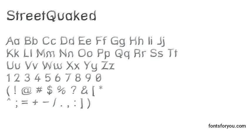 StreetQuaked Font – alphabet, numbers, special characters