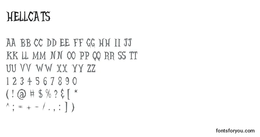 A fonte Hellcats – alfabeto, números, caracteres especiais