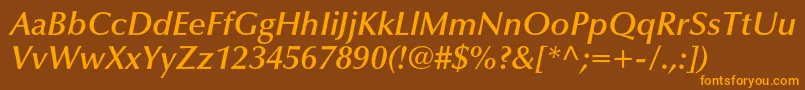 OptimaltstdDemibolditalic Font – Orange Fonts on Brown Background