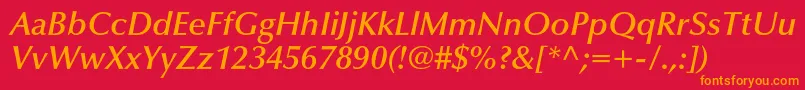 OptimaltstdDemibolditalic Font – Orange Fonts on Red Background