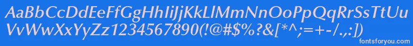 OptimaltstdDemibolditalic Font – Pink Fonts on Blue Background
