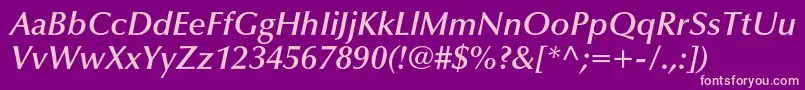 OptimaltstdDemibolditalic Font – Pink Fonts on Purple Background