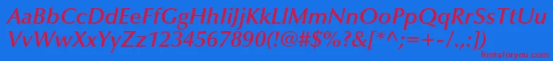 OptimaltstdDemibolditalic Font – Red Fonts on Blue Background