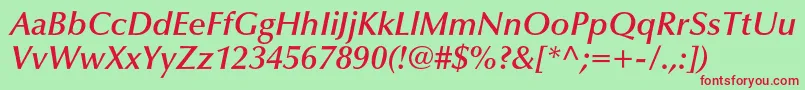 OptimaltstdDemibolditalic Font – Red Fonts on Green Background