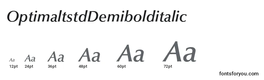 Размеры шрифта OptimaltstdDemibolditalic