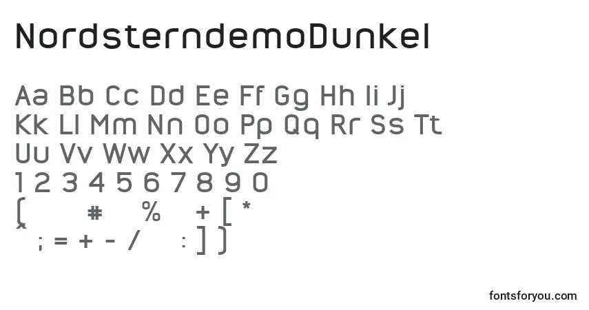 A fonte NordsterndemoDunkel – alfabeto, números, caracteres especiais