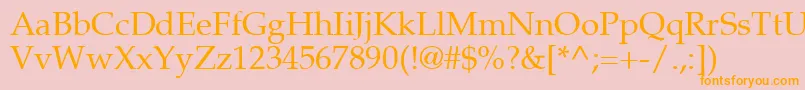 フォントPalton – オレンジの文字がピンクの背景にあります。