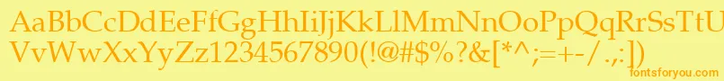 フォントPalton – オレンジの文字が黄色の背景にあります。