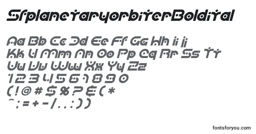 Czcionka SfplanetaryorbiterBoldital – alfabet, cyfry, specjalne znaki