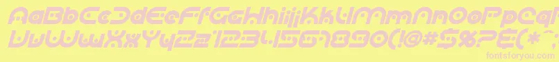 SfplanetaryorbiterBoldital Font – Pink Fonts on Yellow Background