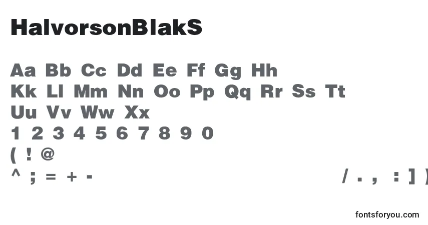Czcionka HalvorsonBlakSemibld – alfabet, cyfry, specjalne znaki