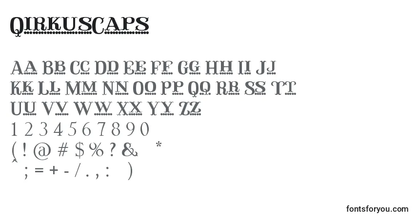A fonte QirkusCaps – alfabeto, números, caracteres especiais