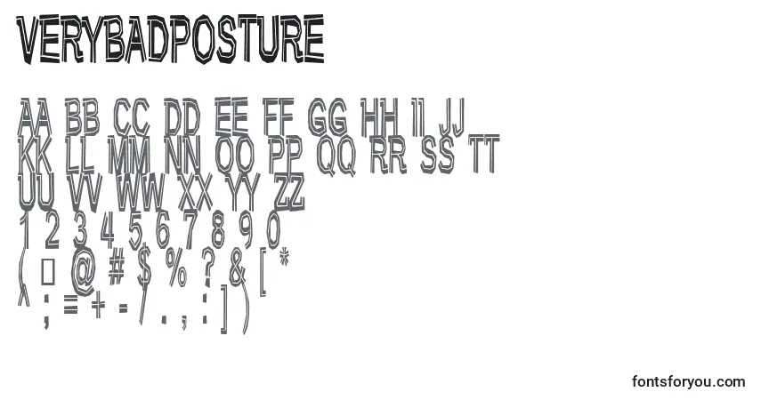 Шрифт Verybadposture – алфавит, цифры, специальные символы