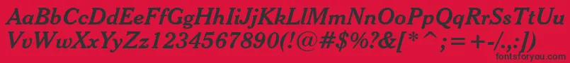 フォントCheltenhamBoldItalicHeadlineBt – 赤い背景に黒い文字