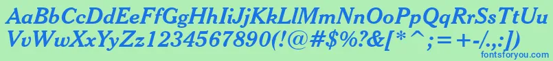 CheltenhamBoldItalicHeadlineBt Font – Blue Fonts on Green Background