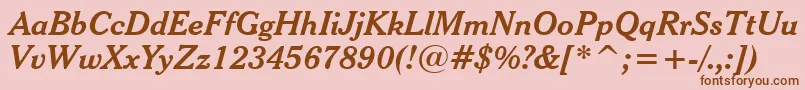 CheltenhamBoldItalicHeadlineBt-Schriftart – Braune Schriften auf rosa Hintergrund