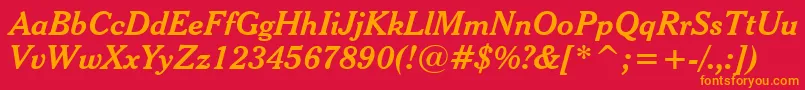 CheltenhamBoldItalicHeadlineBt Font – Orange Fonts on Red Background