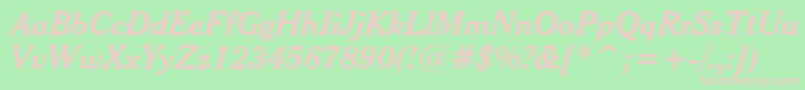 CheltenhamBoldItalicHeadlineBt Font – Pink Fonts on Green Background