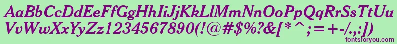 CheltenhamBoldItalicHeadlineBt Font – Purple Fonts on Green Background