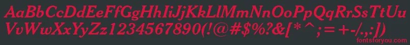 CheltenhamBoldItalicHeadlineBt Font – Red Fonts on Black Background