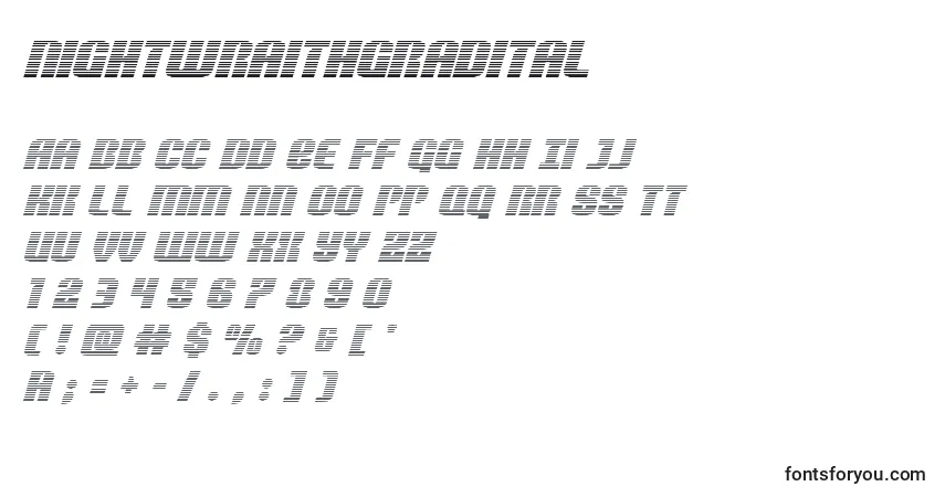 Nightwraithgradital-fontti – aakkoset, numerot, erikoismerkit