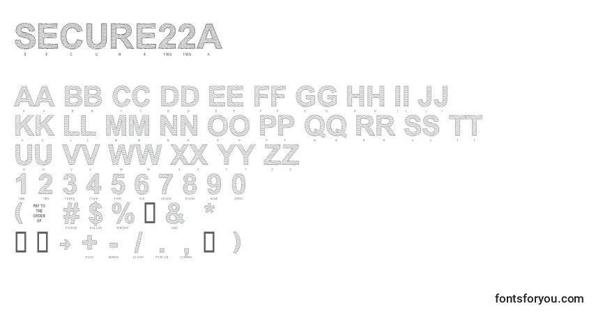 Czcionka Secure22a – alfabet, cyfry, specjalne znaki