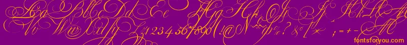 EkaterinaVelikayaOne-Schriftart – Orangefarbene Schriften auf violettem Hintergrund