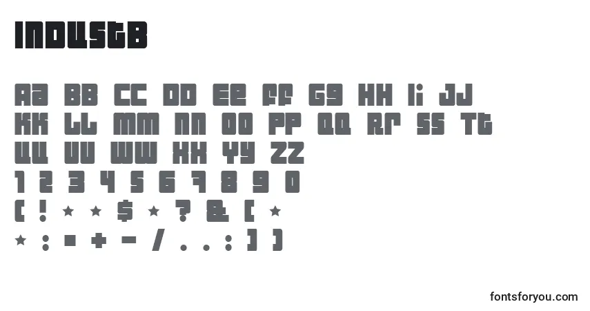 A fonte Industb – alfabeto, números, caracteres especiais