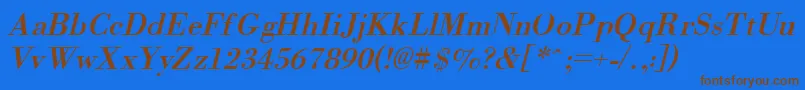 OrgreaI-Schriftart – Braune Schriften auf blauem Hintergrund