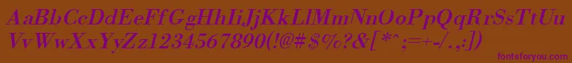 OrgreaI-Schriftart – Violette Schriften auf braunem Hintergrund