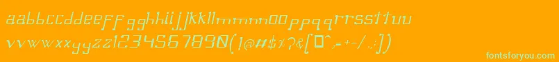 OmellonsLightitalic-Schriftart – Grüne Schriften auf orangefarbenem Hintergrund