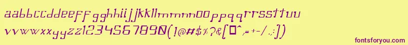 OmellonsLightitalic-Schriftart – Violette Schriften auf gelbem Hintergrund