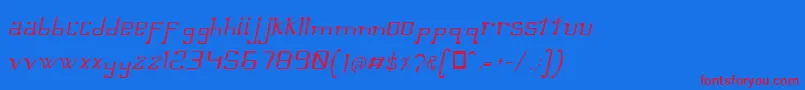 OmellonsLightitalic-fontti – punaiset fontit sinisellä taustalla