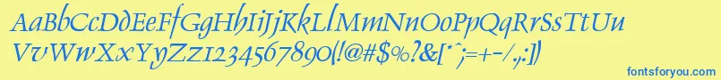 DolphinItalic Font – Blue Fonts on Yellow Background