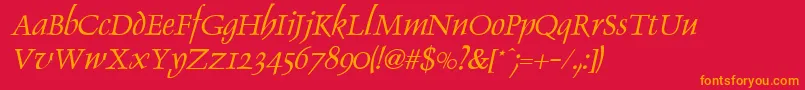 Fonte DolphinItalic – fontes laranjas em um fundo vermelho