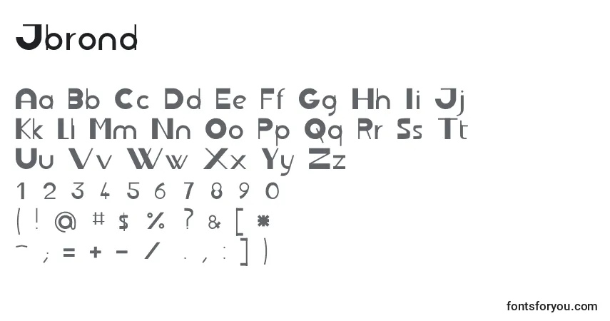 Schriftart Jbrond – Alphabet, Zahlen, spezielle Symbole
